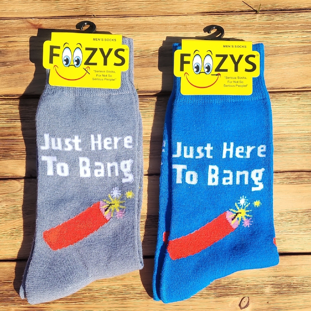 NWT Foozy's Men's Fun Socks - Gray and Royal Blue